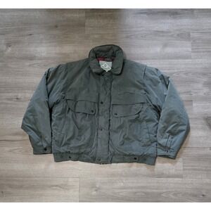 Vintage North Bay Coat Mens 2XL Green Chore Bomber Jacket Flannel Lined 90s